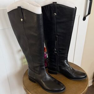 NWOT INC International Concepts Leather Black Boots, Wide Calf, Size 9
